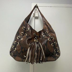 Michael Kors Whip Stitch Python Printed Hobo